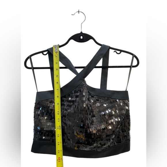 Zara Basics black sequin criss-cross back crop top size small - Picture 3 of 5